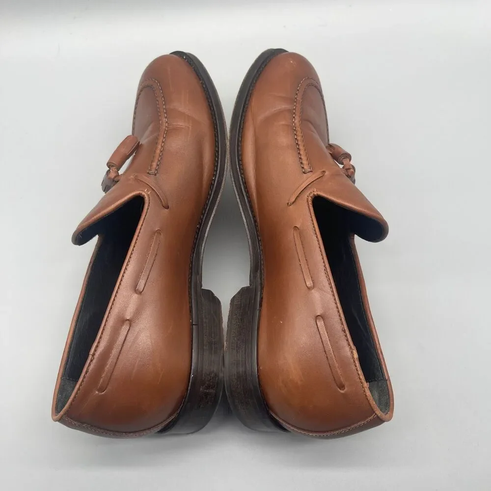 Brooks Brothers Loafers Mens 8.5 Brown Leather Tassel Made In Italy Shoes